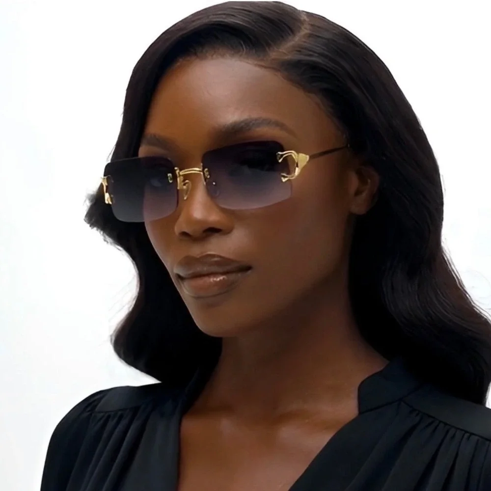 Women Sunglasses Gold Accents Brown Gradient Lens‎ Fashion Eyewear Street Wear